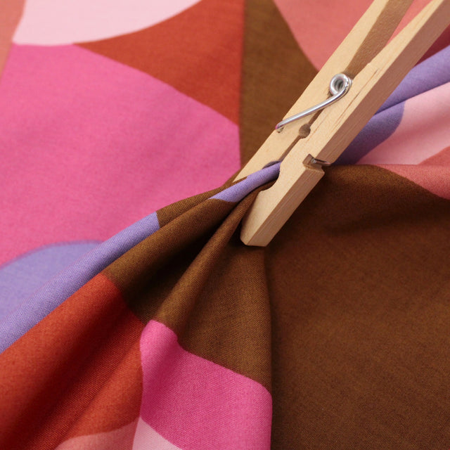 Fine Cotton Poplin -  Multi Shapes Dark Rose