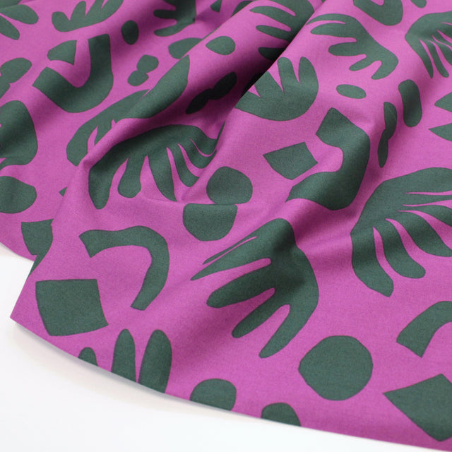 0.3m Remnant - Fine Cotton Poplin -  Puzzle Directions Purple