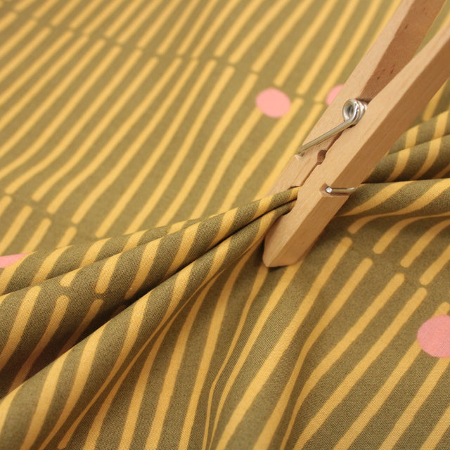 Fine Cotton Poplin -  Broken Stripe Green