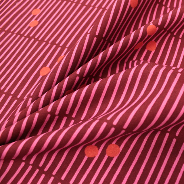 Fine Cotton Poplin -  Broken Stripe Cerise