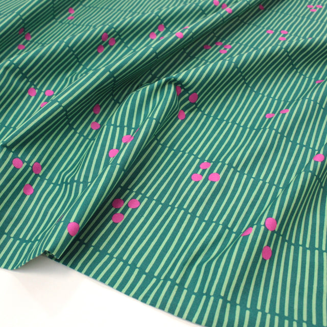 Fine Cotton Poplin -  Broken Stripe Petrol