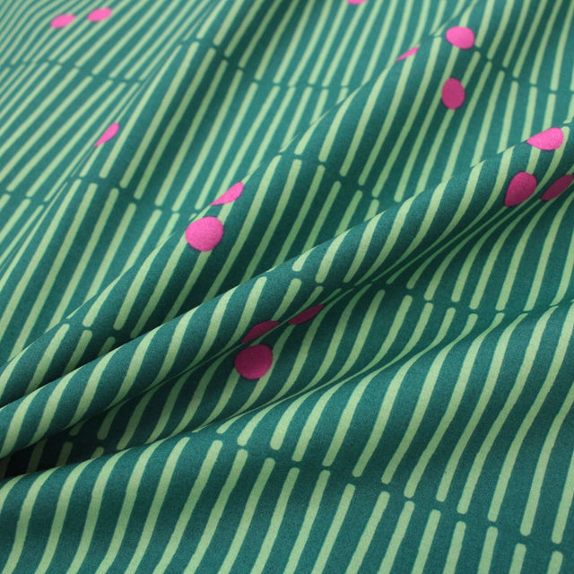 Fine Cotton Poplin -  Broken Stripe Petrol