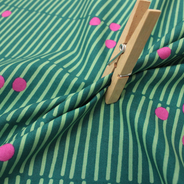 Fine Cotton Poplin -  Broken Stripe Petrol
