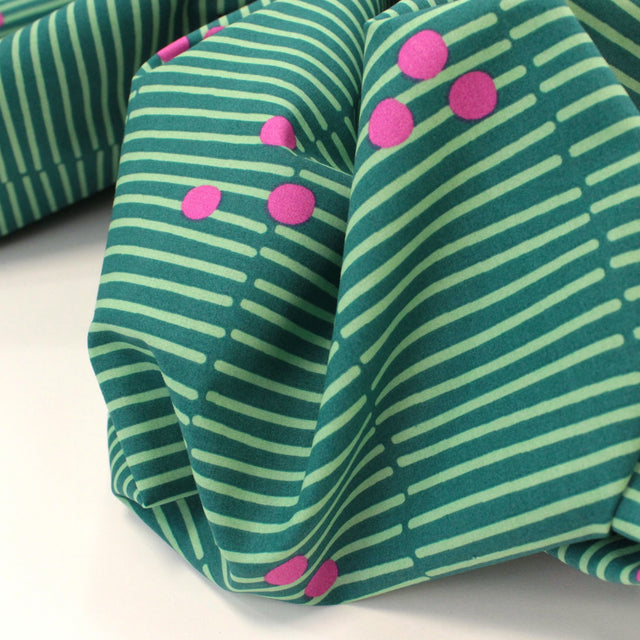 Fine Cotton Poplin -  Broken Stripe Petrol