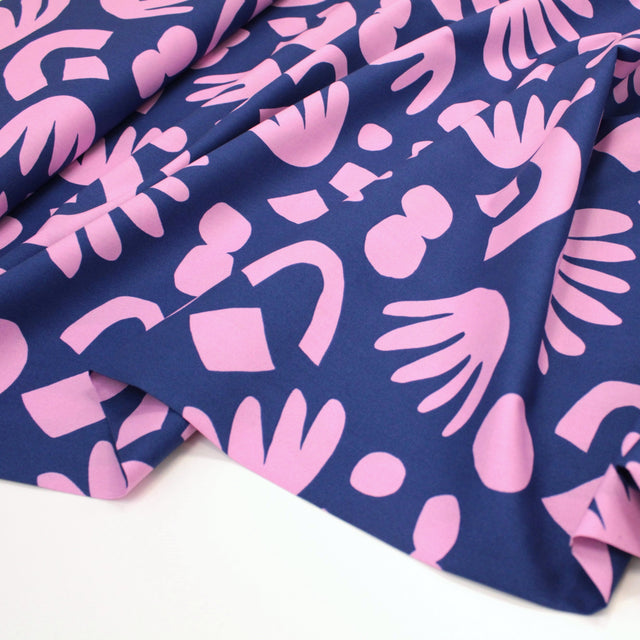 0.7m Remnant - Fine Cotton Poplin -  Puzzle Directions Blue
