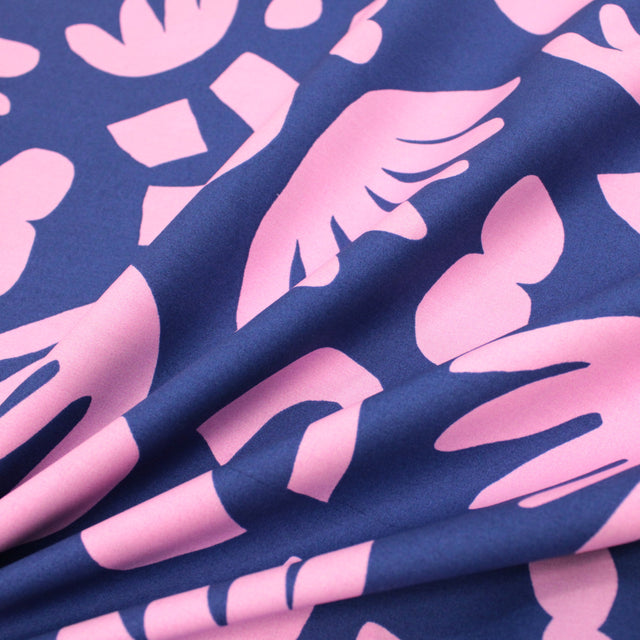 0.7m Remnant - Fine Cotton Poplin -  Puzzle Directions Blue