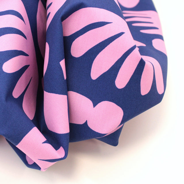 0.7m Remnant - Fine Cotton Poplin -  Puzzle Directions Blue