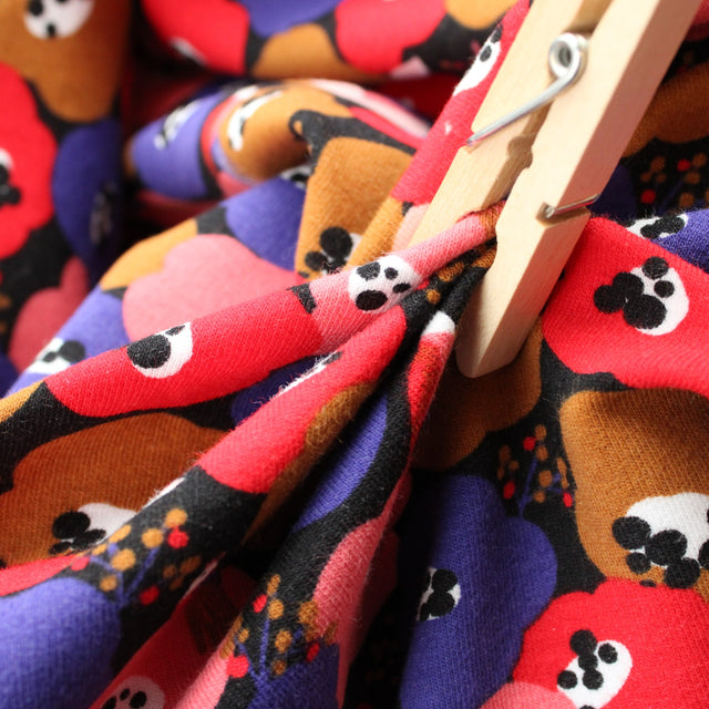 Organic Cotton Floral Sweatshirting - Black