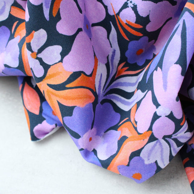 Tropical Flower Sweatshirting - Navy