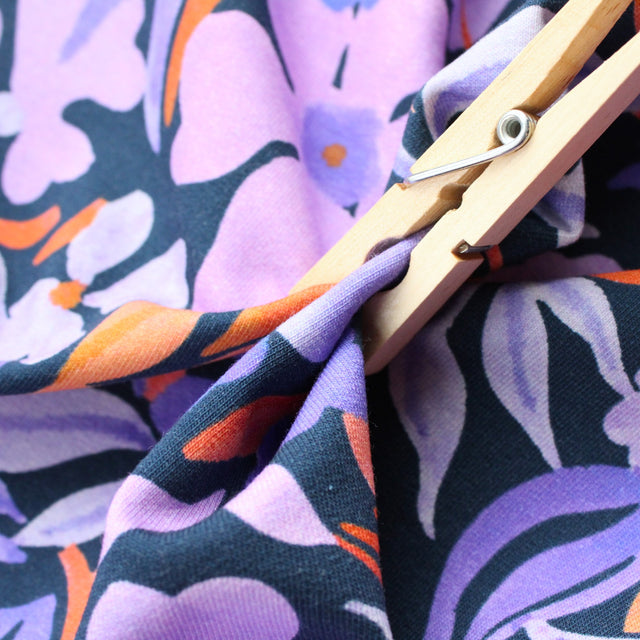 Tropical Flower Sweatshirting - Navy