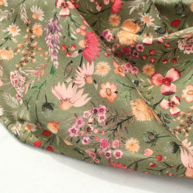 Cotton Jersey Floral - Green