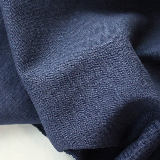 Washed Linen + Cotton Blend - Navy