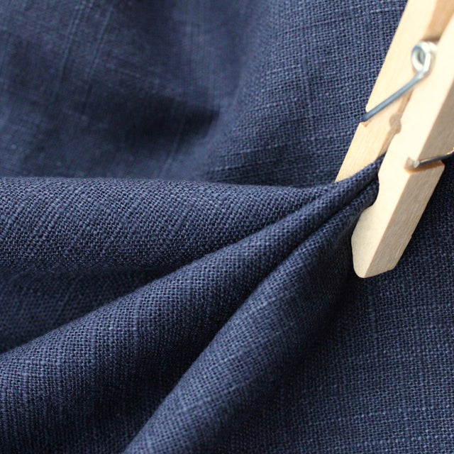 Washed Linen + Cotton Blend - Navy