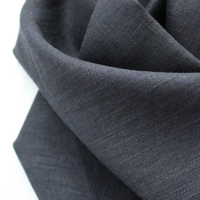 Washed Linen + Cotton Blend - Black