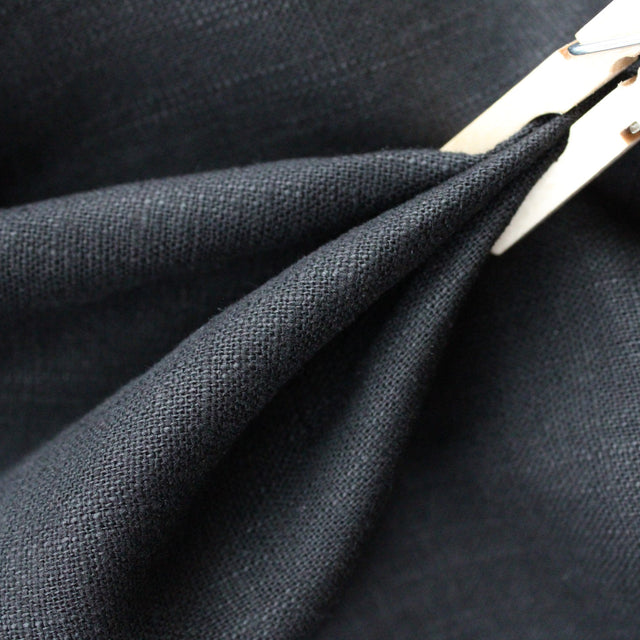 Washed Linen + Cotton Blend - Black