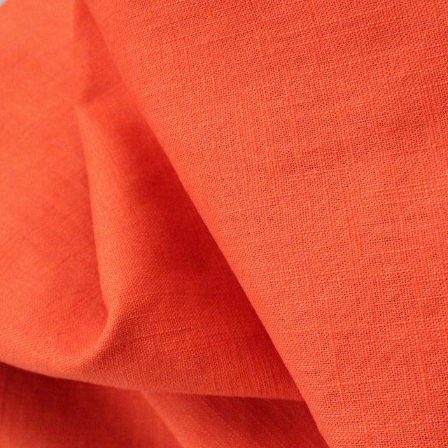 Washed Linen + Cotton Blend - Orange