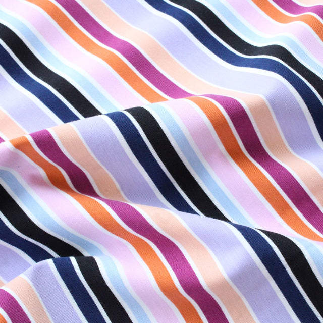 Cotton Jersey Multi Stripe - Purple