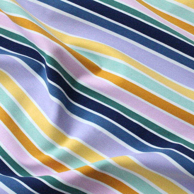 Cotton Jersey Multi Stripe - Green