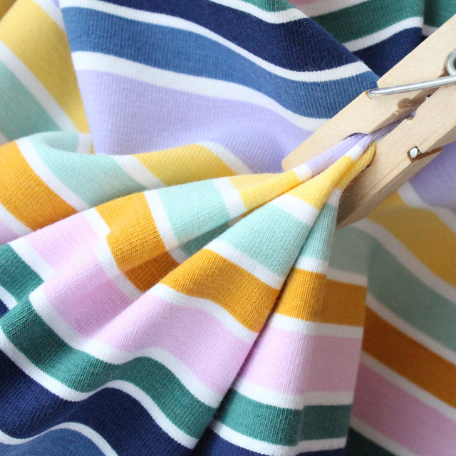 Cotton Jersey Multi Stripe - Green