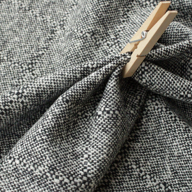 Italian Deadstock Wool Blend - Black + White Tweed
