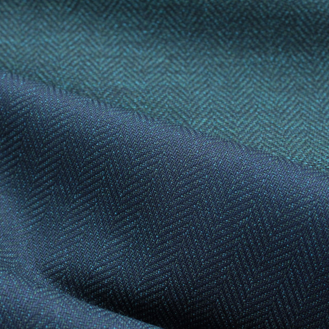 Italian Stretch Wool Herringbone Jacketing - Teal