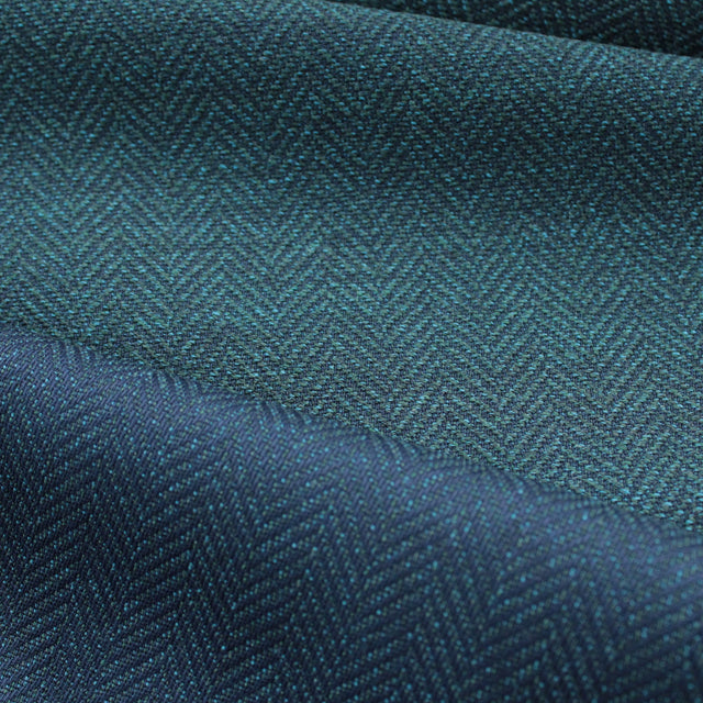 Italian Stretch Wool Herringbone Jacketing - Teal