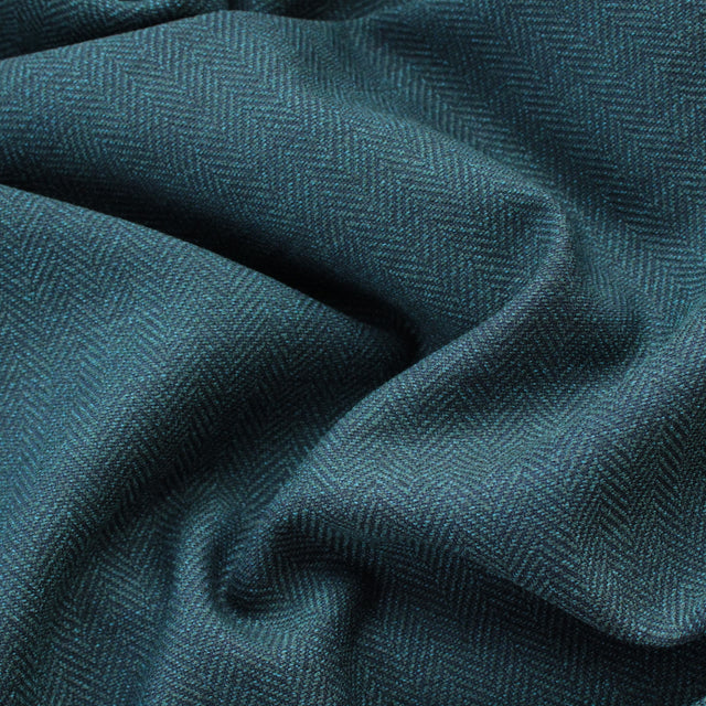 Italian Stretch Wool Herringbone Jacketing - Teal