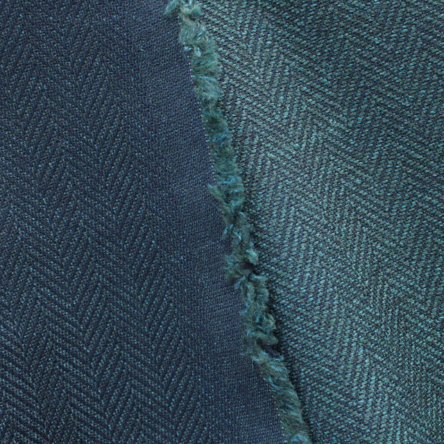 Italian Stretch Wool Herringbone Jacketing - Teal