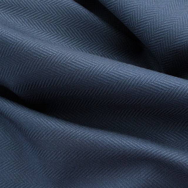 Italian Stretch Wool Herringbone Jacketing - Navy