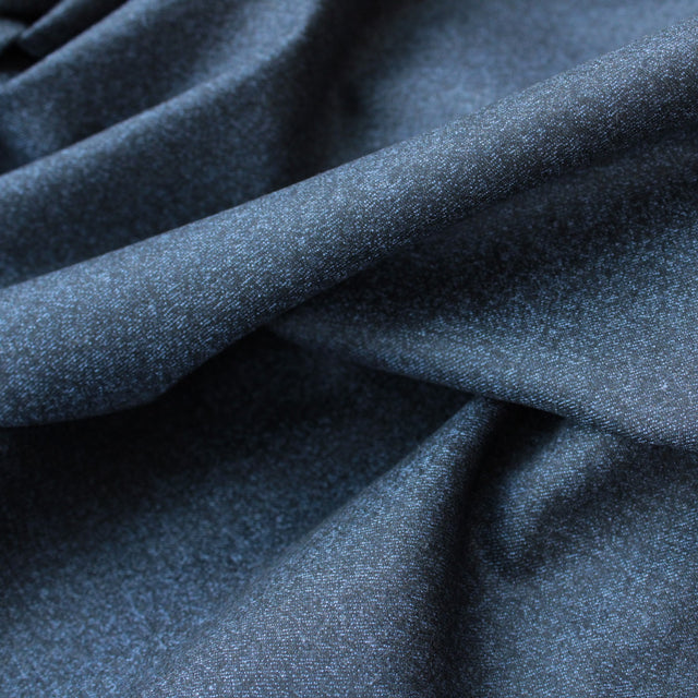 Super 120 Italian Wool Flannel Suiting - Blue/Black Melange