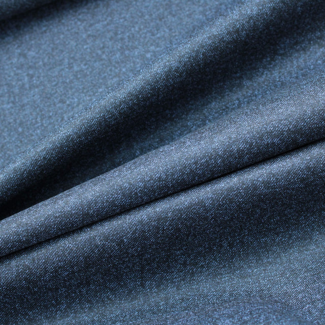 Super 120 Italian Wool Flannel Suiting - Blue/Black Melange
