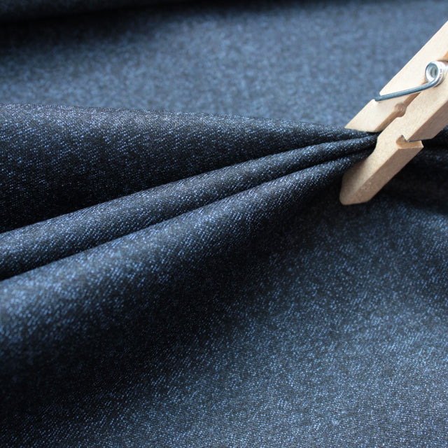 Super 120 Italian Wool Flannel Suiting - Blue/Black Melange