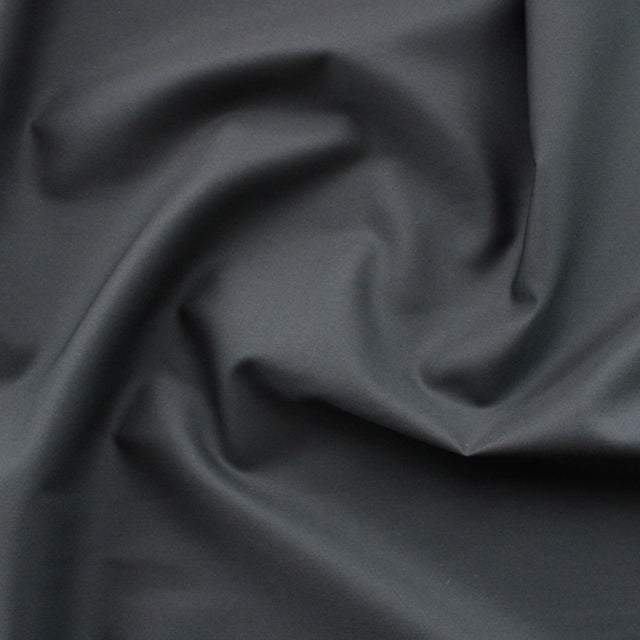 Luxe 2 Ply 120's Italian Cotton Shirting - Black Poplin