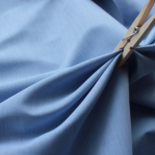 Luxe 2 Ply 100's Italian Cotton Shirting - No Iron Oxford Twill - Blue Pinpoint
