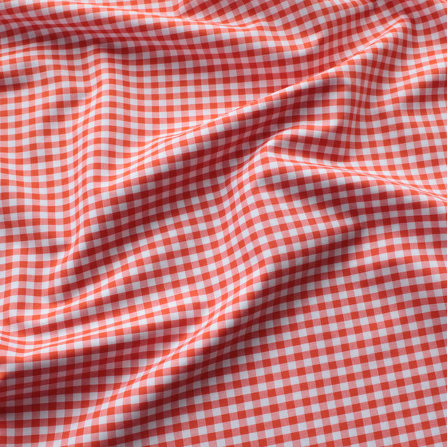 Luxe 2 Ply 100's Italian Cotton Shirting - Orange Small Gingham