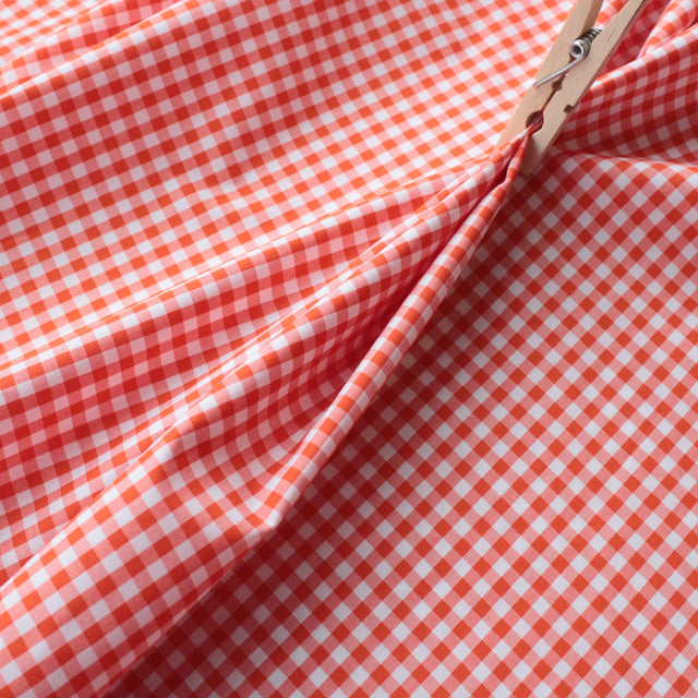 Luxe 2 Ply 100's Italian Cotton Shirting - Orange Small Gingham