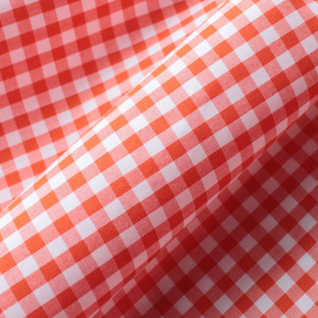 Luxe 2 Ply 100's Italian Cotton Shirting - Orange Small Gingham