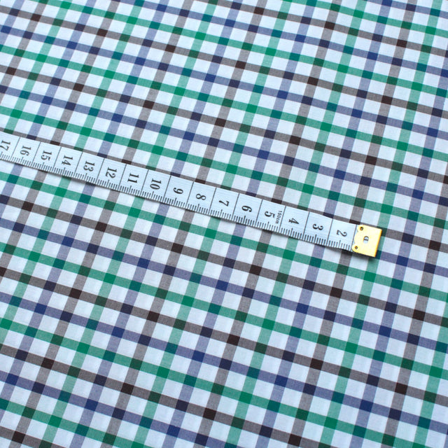 Luxe 2 Ply 100's Italian Cotton Shirting - Blue Green Plaid