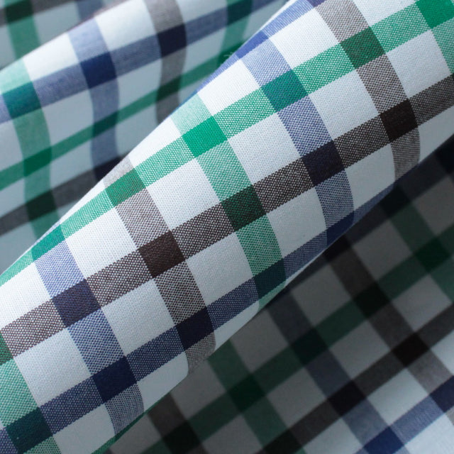 Luxe 2 Ply 100's Italian Cotton Shirting - Blue Green Plaid