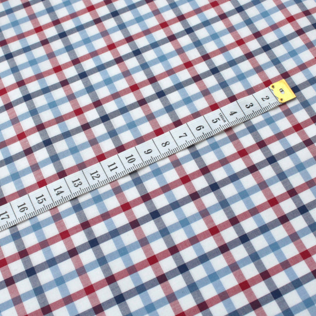 Luxe 2 Ply 100's Italian Cotton Shirting - Red Blue Plaid