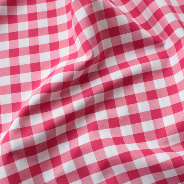 Luxe 2 Ply 100's Italian Cotton Shirting - Cerise Large Gingham