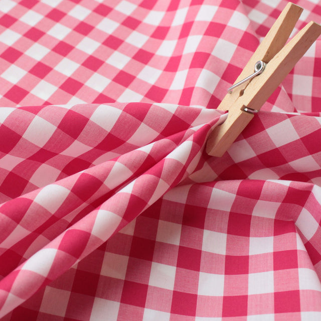 Luxe 2 Ply 100's Italian Cotton Shirting - Cerise Large Gingham