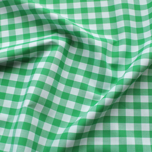 Luxe 2 Ply 100's Italian Cotton Shirting - Green Large Gingham
