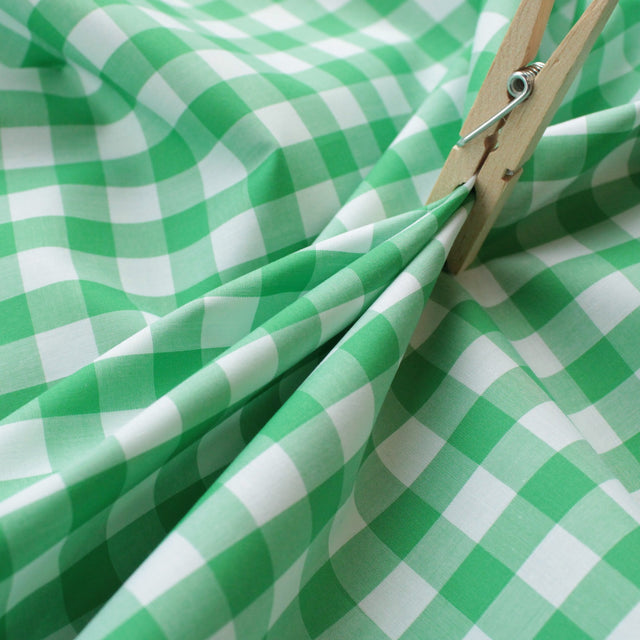 Luxe 2 Ply 100's Italian Cotton Shirting - Green Large Gingham