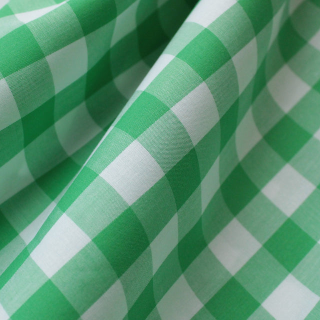 Luxe 2 Ply 100's Italian Cotton Shirting - Green Large Gingham