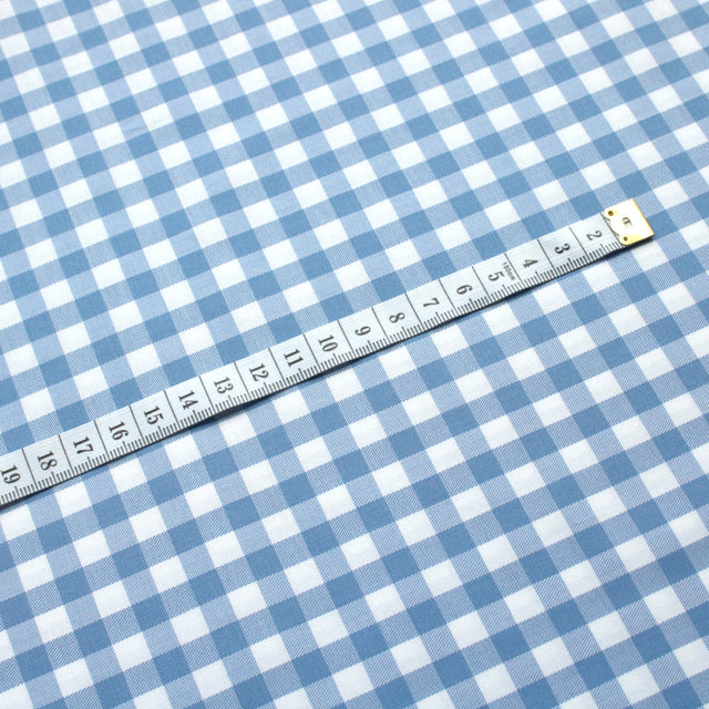 Luxe 2 Ply 100's Italian Twill Cotton Shirting - Sky Large Gingham