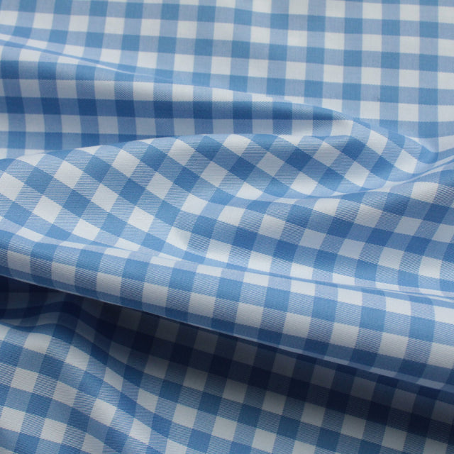 Luxe 2 Ply 100's Italian Twill Cotton Shirting - Sky Large Gingham