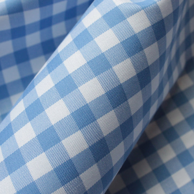 Luxe 2 Ply 100's Italian Twill Cotton Shirting - Sky Large Gingham