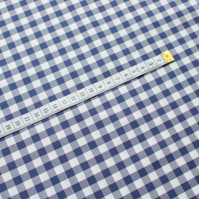 Luxe 2 Ply 100's Italian Twill Cotton Shirting - Navy Large Gingham