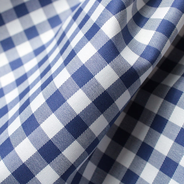 Luxe 2 Ply 100's Italian Twill Cotton Shirting - Navy Large Gingham